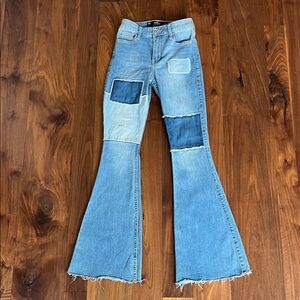Hollister Patchwork Flare Jeans - Blue
